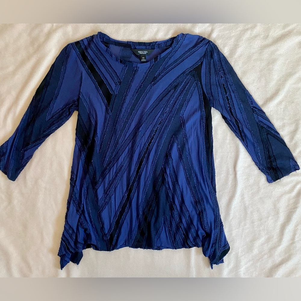 Blue & Black Simply Vera Wang Long Sleeve XS Shirt